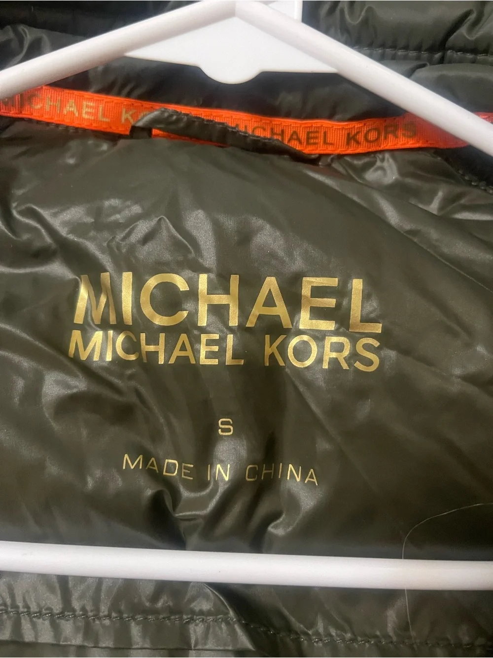 Michael Kors Down Knit Jacket Women’s Size Small Black Orange Zip Gorpcore
